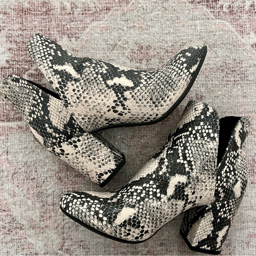 A New Day | Studded Snakeskin Ankle Boots